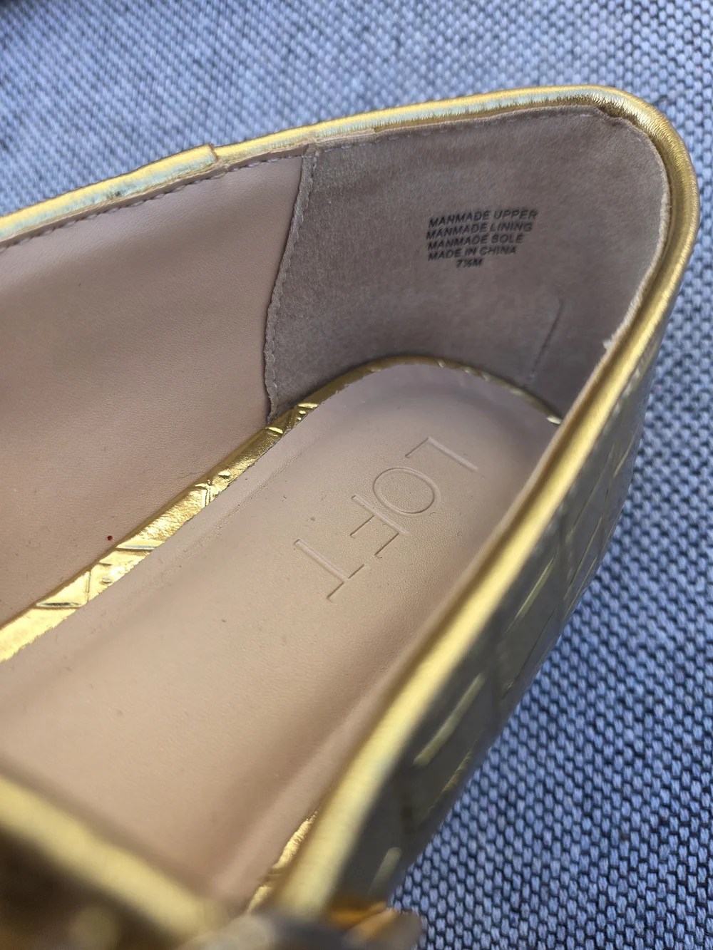 LOFT Gold Croc Embossed Mary Jane Flats Size 7.5